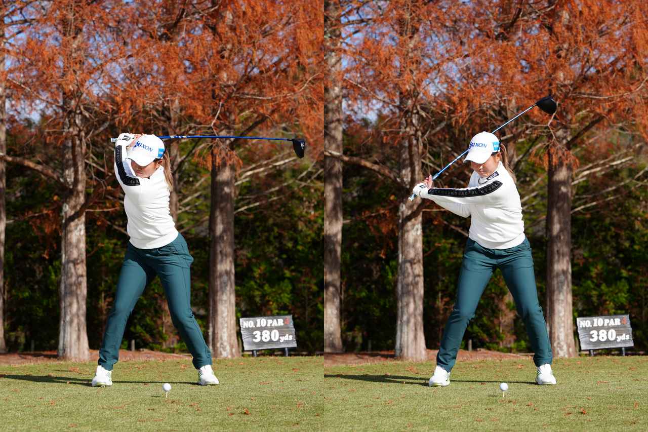 画像: トップで奥行きがありしっかりと体幹をゆるませずに切り返す