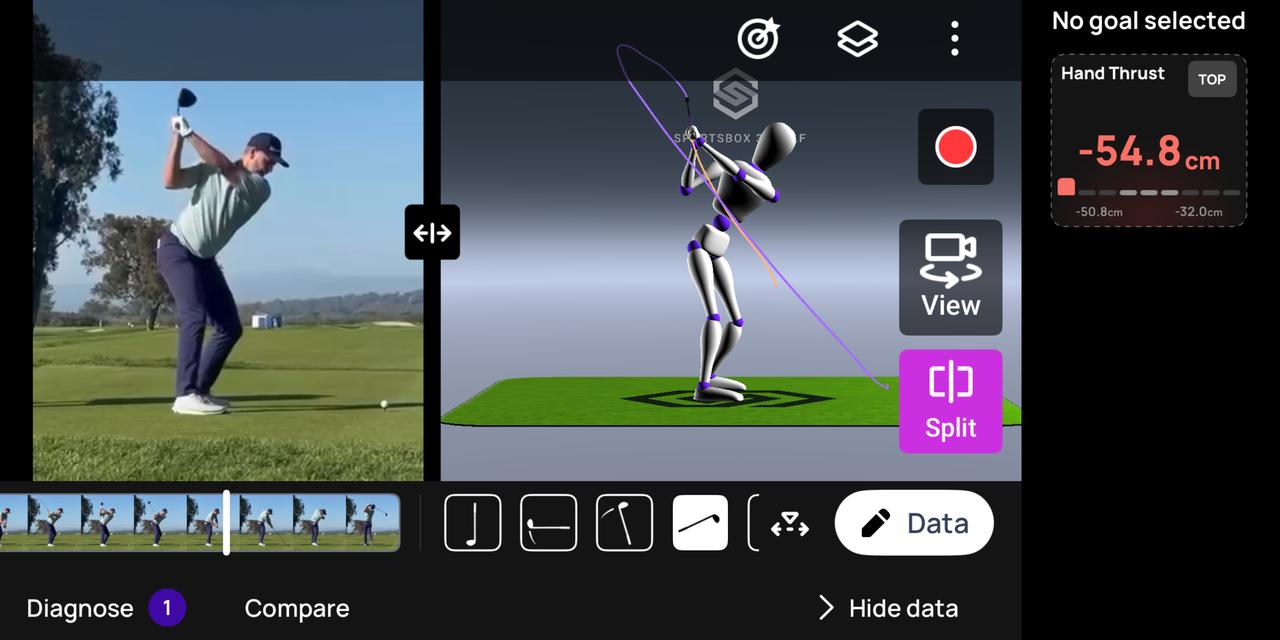 画像: 画像②：アドレスとトップの比較／トップの手の位置が非常に深い