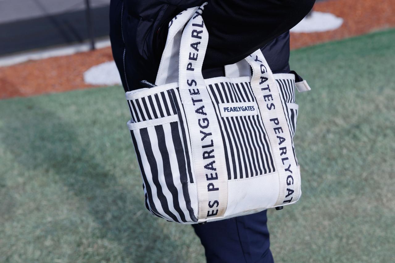 画像: マリン感のあるネイビー×ホワイトのストライプ柄カートバッグ