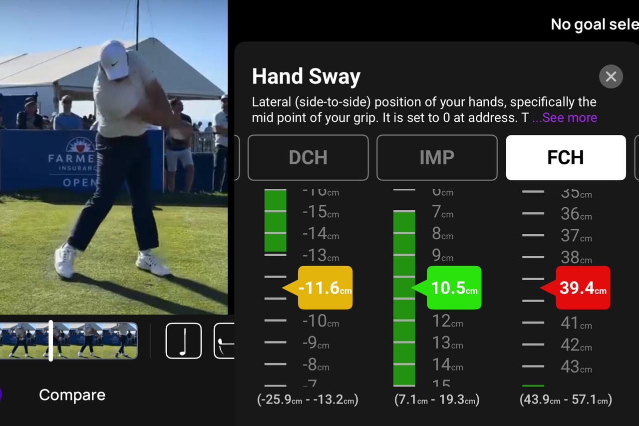 画像: 画像③両手の位置のデータ／ダウンスウィング、フォローともに移動距離が短く、その間にクラブをすばやくリリースさせている
