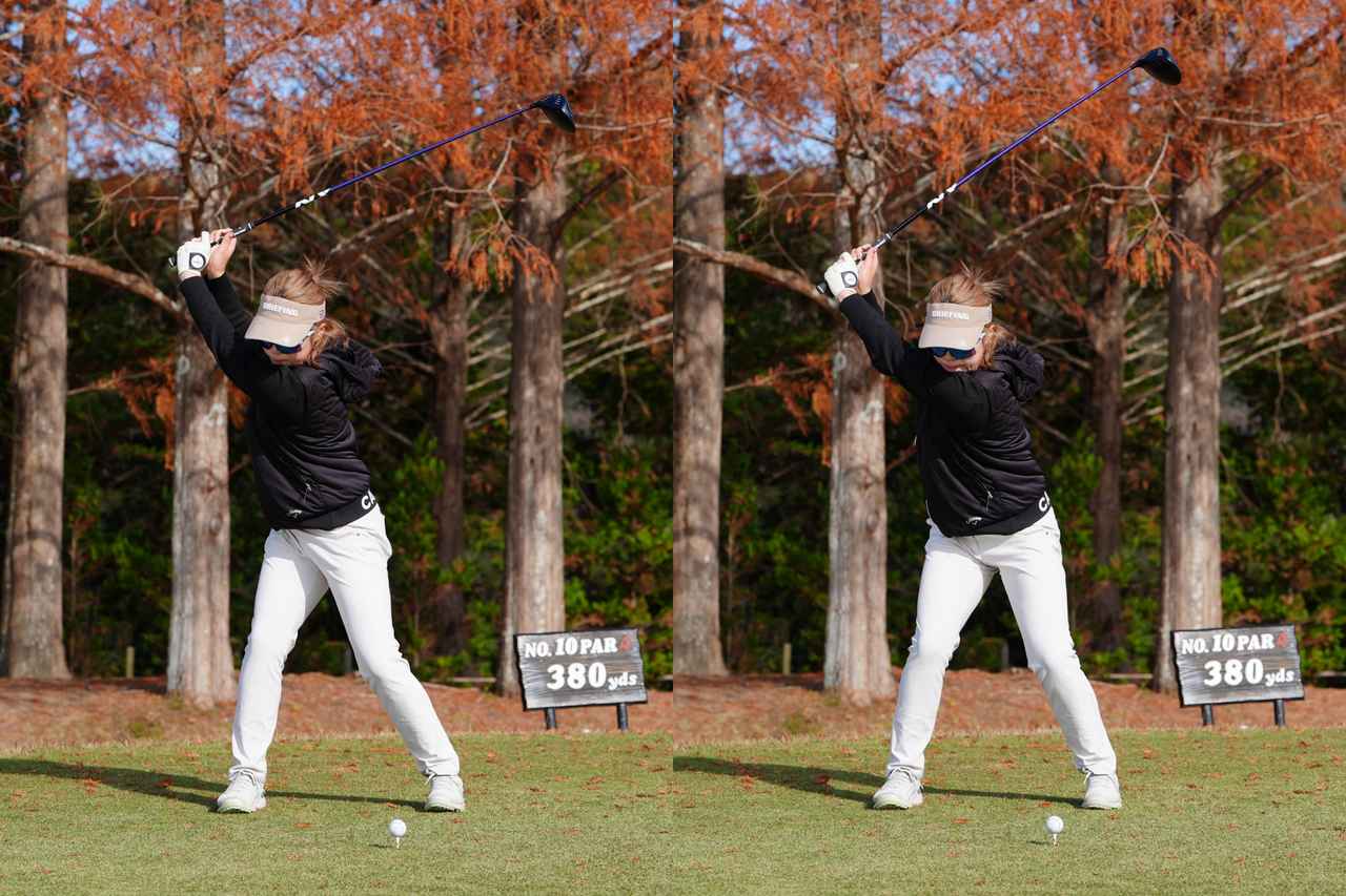 画像: コンパクトなトップから左足を踏み込んで切り返すことで動き出しの順番が整う