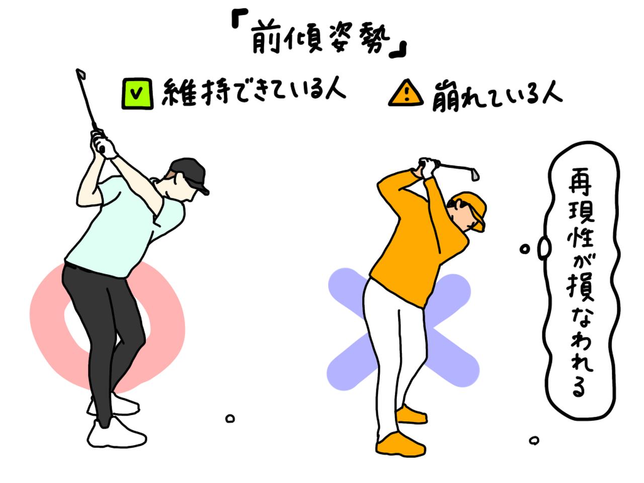 画像: バックスウィングの前傾キープは「首と肩の距離」がカギ！ 理想の軸回転をプロがイラストを交えて解説 - みんなのゴルフダイジェスト