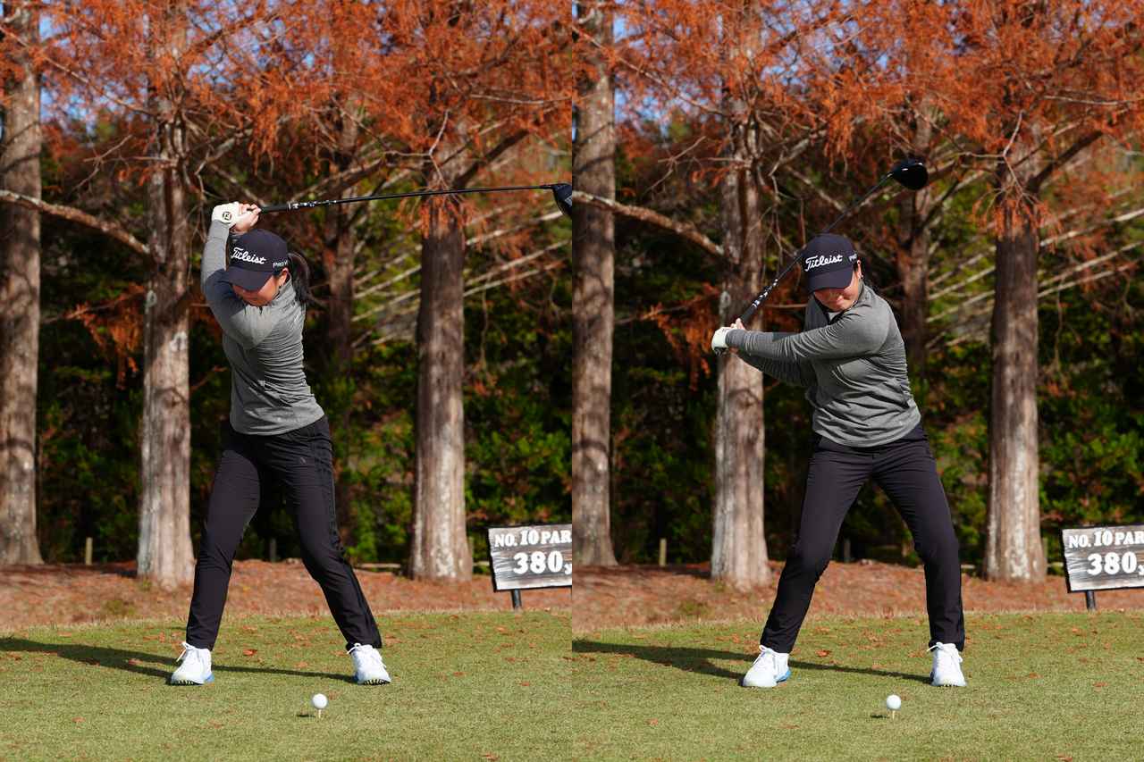 画像: 振り急がずにテンポ良く振ることで力みのない流れるようなスウィングを実現している