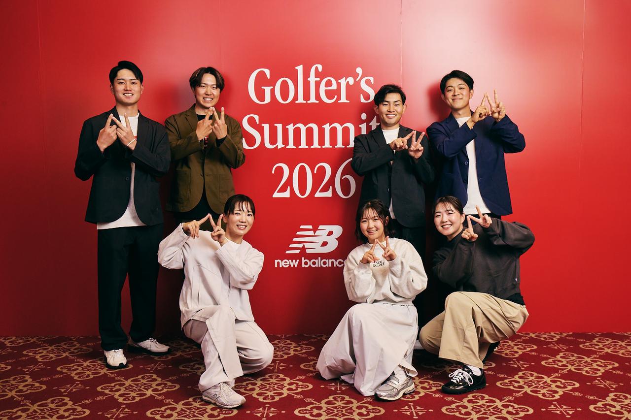 画像: ニューバランスのアスリートが参加、イベントを盛り上げた(前列左から、有村智恵、伊藤愛華、山内日菜子。後列左から、古川龍之介、竹山昂成、山下勝将、山脇健斗)(© New Balance Golf)
