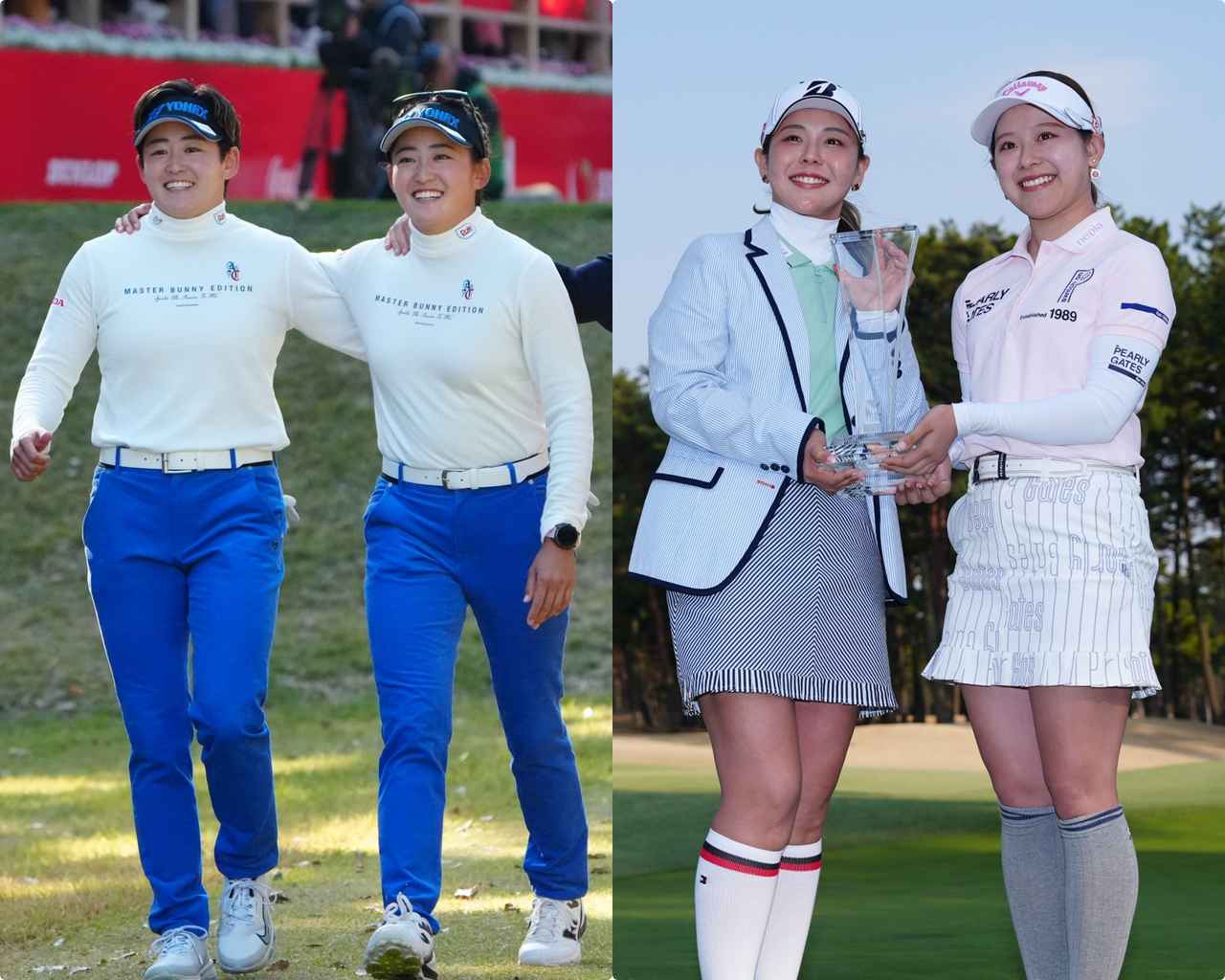 画像: 【写真左】左：岩井明愛、右：岩井千怜 【写真右】左：吉田優利、右：吉田鈴