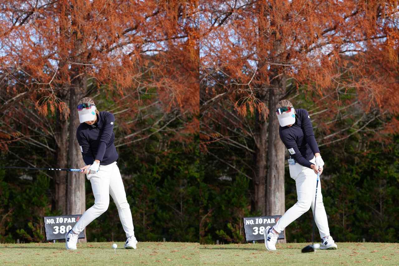 画像: 166cmの体躯が放つ250Y。パー5で2オンを狙う佐田山鈴樺は「右軸キープ」と「ハンドファースト」が飛距離の源【新人女子プロのスウィング#15】 - みんなのゴルフダイジェスト