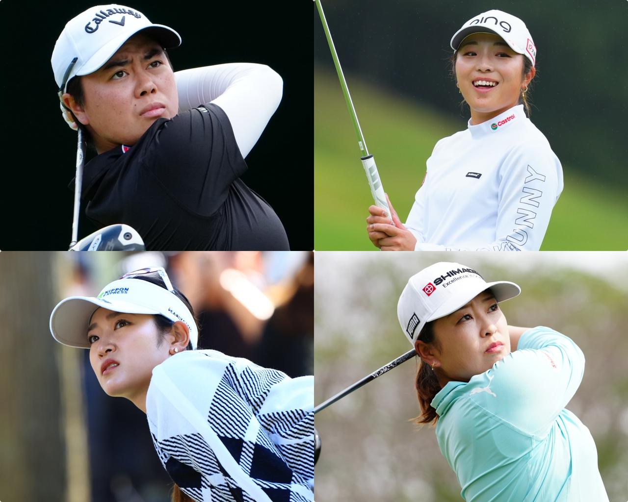 画像: 左上から時計回りの順で、笹生優花・佐久間朱莉・西郷真央・原英莉花