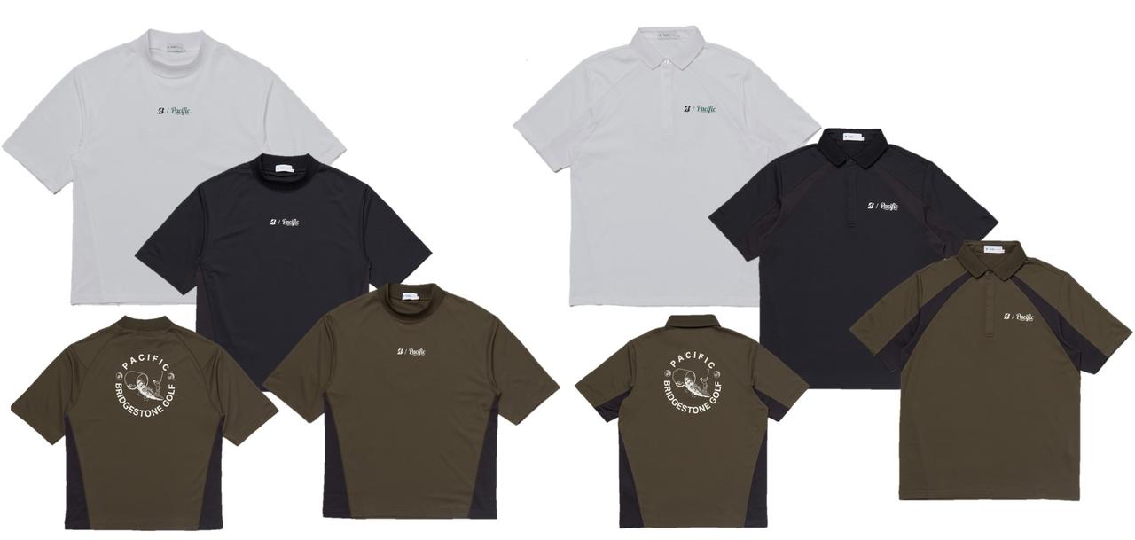 画像: 画像左）半袖モックネックシャツ、画像右）半袖襟付きシャツ