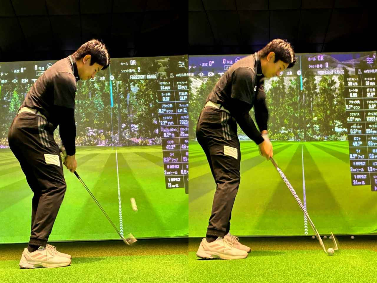 画像: 松本プロの50ヤード（左）と100ヤード（右）