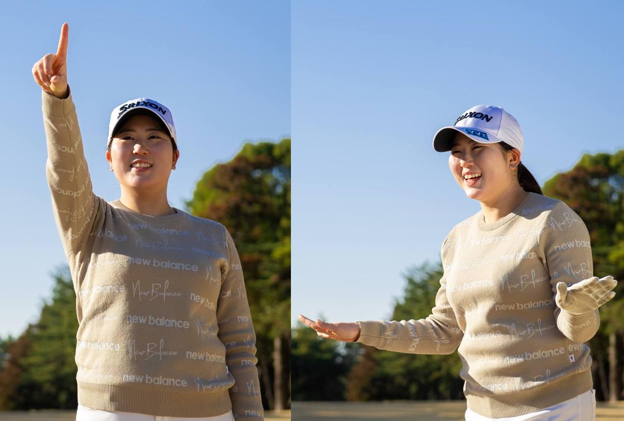 画像: 攻めの姿勢（写真左）：どんな状況でも狙うのは悪いことではない。狙う前提で考えると起死回生の攻め方を見つけることもある。ただし可能性の見極めは必要。 守りの姿勢（写真右）：少しでもチャンスがあるなら「狙いたい」というのがゴルファーの性。常に「ちょっと待って」と引き留めてくれる存在を心に持っておくことで、一旦冷静になって的確な選択がしやすい。