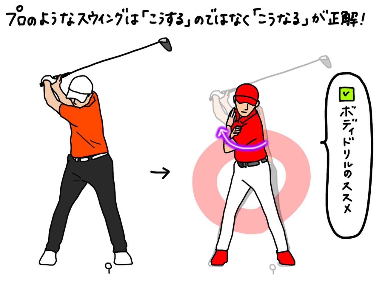 画像: プロの形を真似ても上手くならない!? スムーズなスウィングを生む「ボディドリル」をプロがイラストを交えて解説 - みんなのゴルフダイジェスト