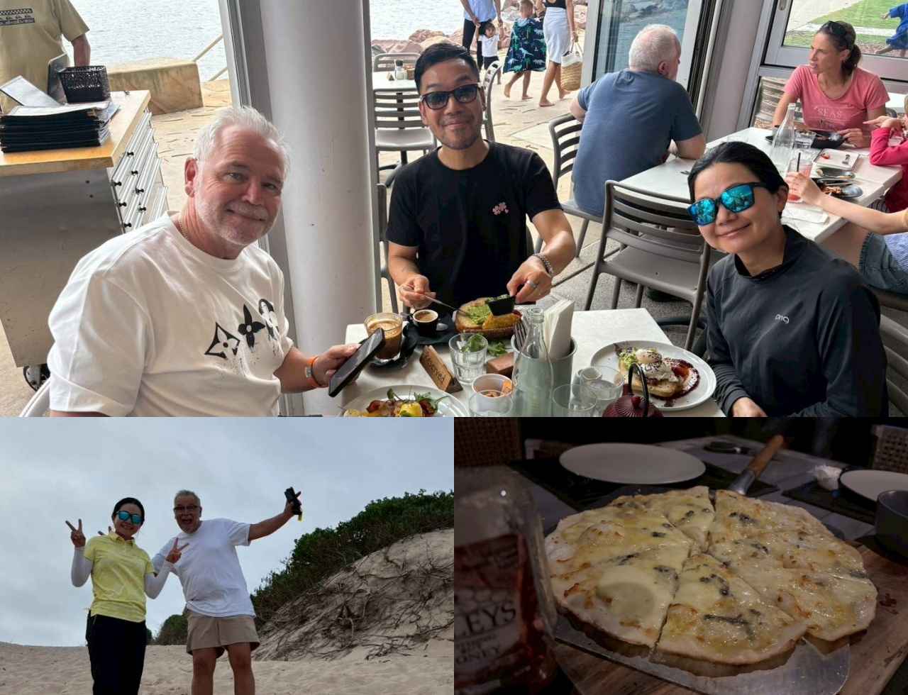 画像: アンドリュー＆トーマスと。ご飯が本当に美味しく、「ピザ窯もあるんです。生地から手作り。米粉は初めて使ったらしく、３回目で成功したそうです」