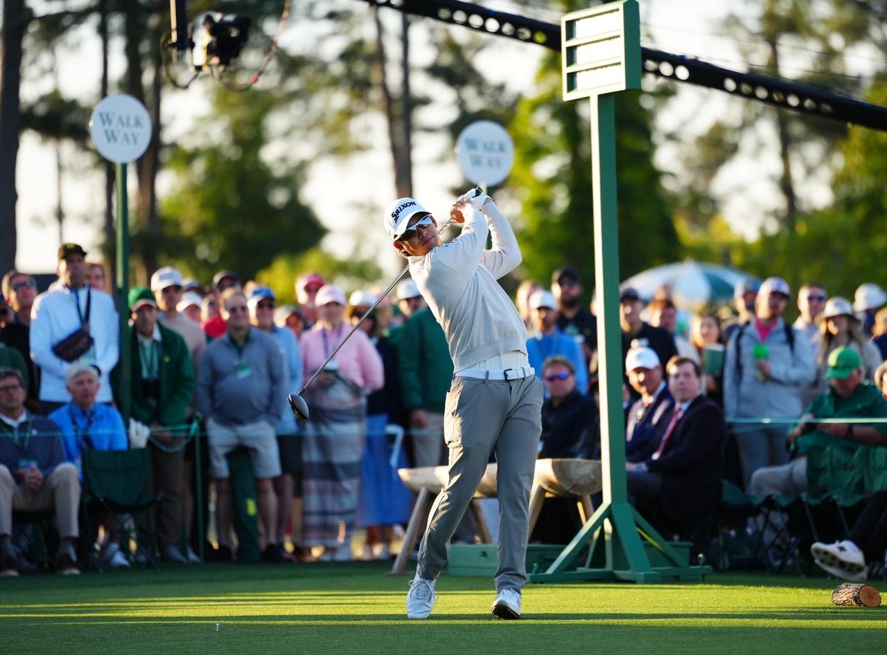 画像: 1番ホールの片岡のティーショット。「初メジャーでも緊張はしていませんでした」(片岡)