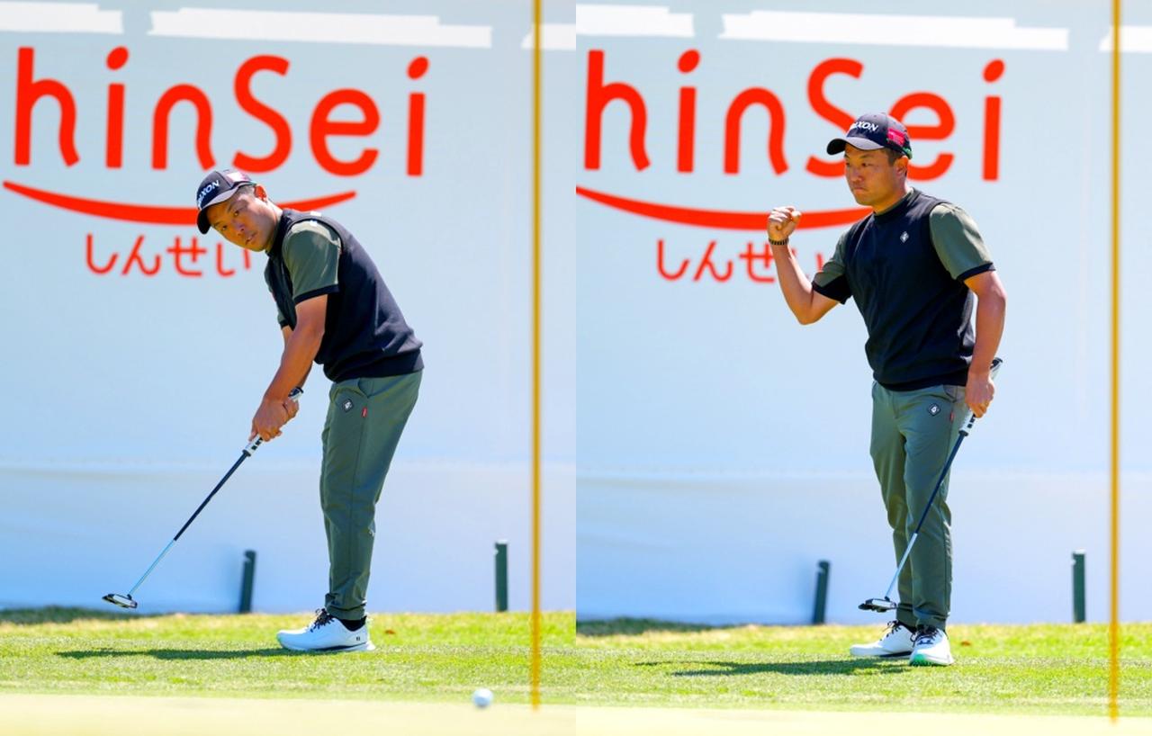 画像: グリーン外からパットを決めプレーオフに持ち込んだ稲森(撮影/姉崎正)