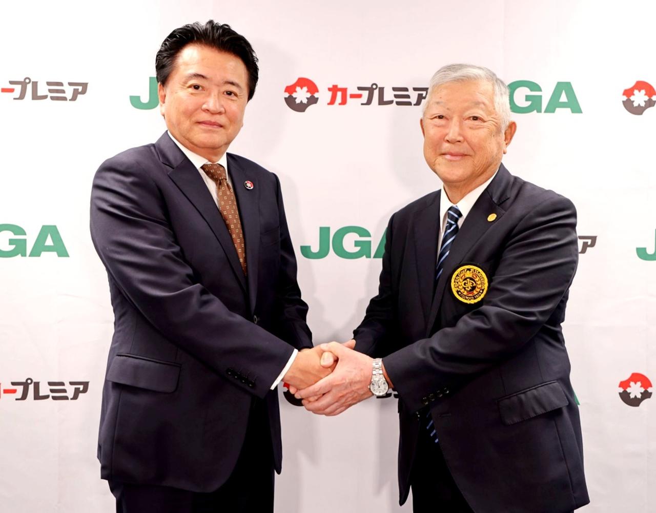 画像: プレミアグループ㈱ 柴田洋一代表取締役 社長（左）とJGA池谷 正成会長（右: 写真/JGA提供）