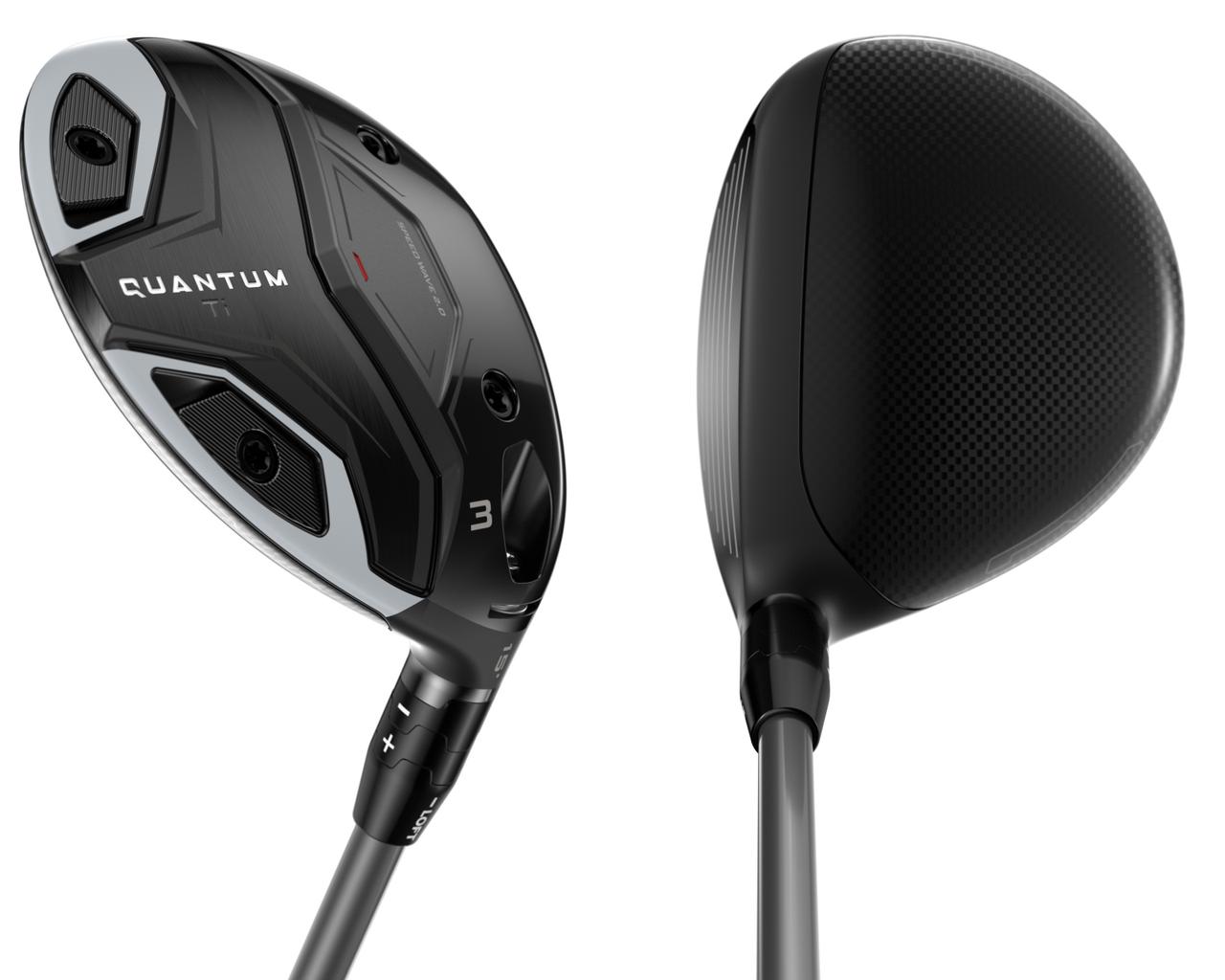 画像: 【左】ソール：中央部が三角形になっており、抜けの良さ抜群 【右】クラウン：形状は「QUANTUM MAX」と「QUANTUM ◆◆◆」の中間的なフォルム