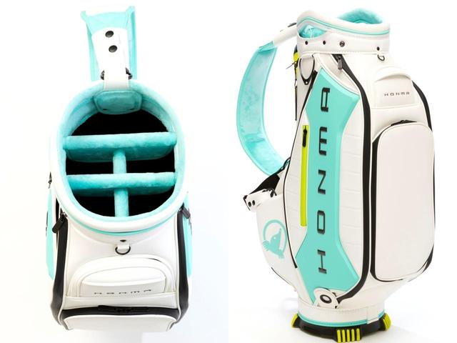 画像: 本間ゴルフ プロカートバッグ／◎サイズ／9.5インチ（47インチ対応）◎重量／5.6kg◎素材／合成皮革（P.U）◎品番／CB12601◎カラー／ブラック、ホワイト/ネイビー、ホワイト/ターコイズブルー◎機能／止水ファスナー、3点式ショルダー、マグネットポケット、ボトルポケット、ロゴ入成型ハンドル、口枠内側ボア、シューズインポケット、モグラロゴ入ボトム