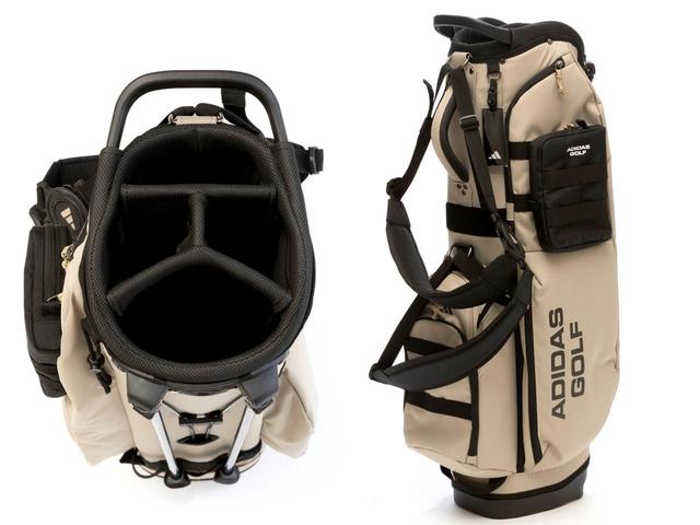 画像: 9.0型／2.9kg。プレーンウィーブ素材を使用し、軽量だが耐久性が高い。スタンドタイプにもかかわらず、正面と左右に大きなポケットがあり、シューズ収納でき、スタンド式とは思えない収納力。軽量でダブルショルダーストラップなので担ぎやすい