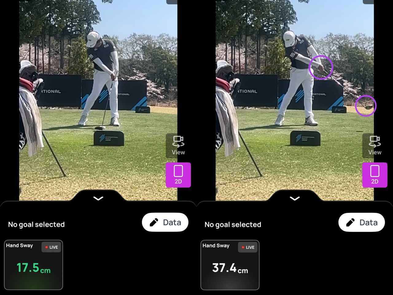画像: 画像②インパクトからフォローの比較/ハンドファーストでインパクトして、フォローでも右手の背屈をキープする事でフェースを素早く閉じている