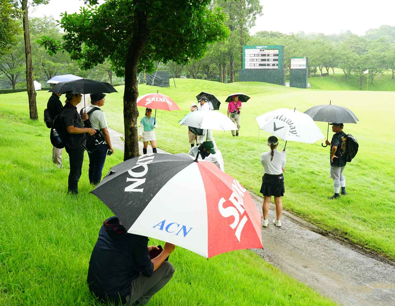 画像: 6月26日10時58分、雷雲接近のため競技が一時中断した