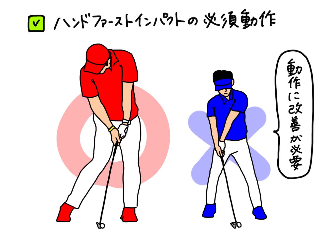 画像: 強い球を生む「ハンドファーストインパクトの必須動作」とは? プロがイラストを交えて解説 - みんなのゴルフダイジェスト