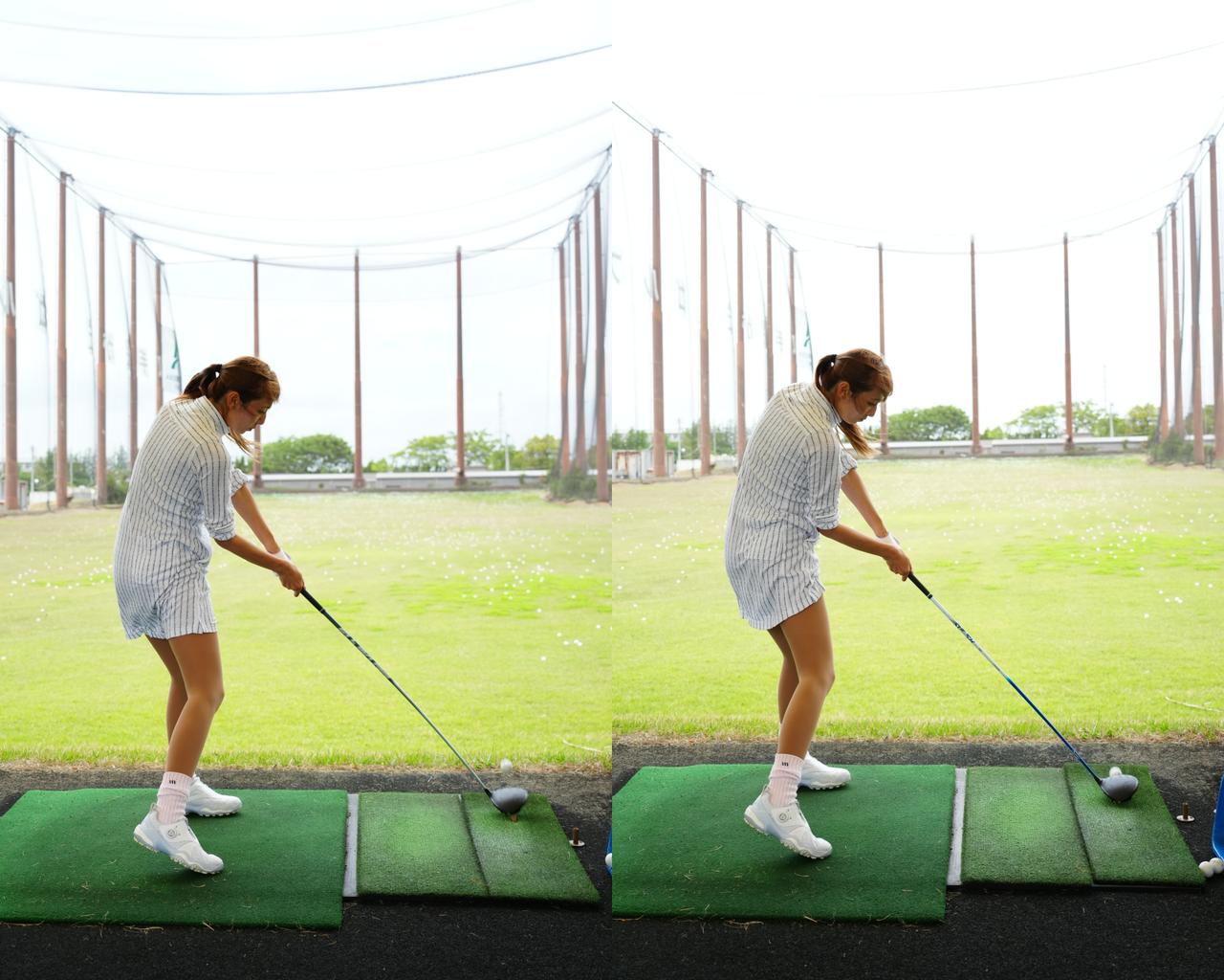 画像: 【左】みやびさんが普段使用しているシャフト(約35g) 【右】即席フィッティングしたシャフト(5R)