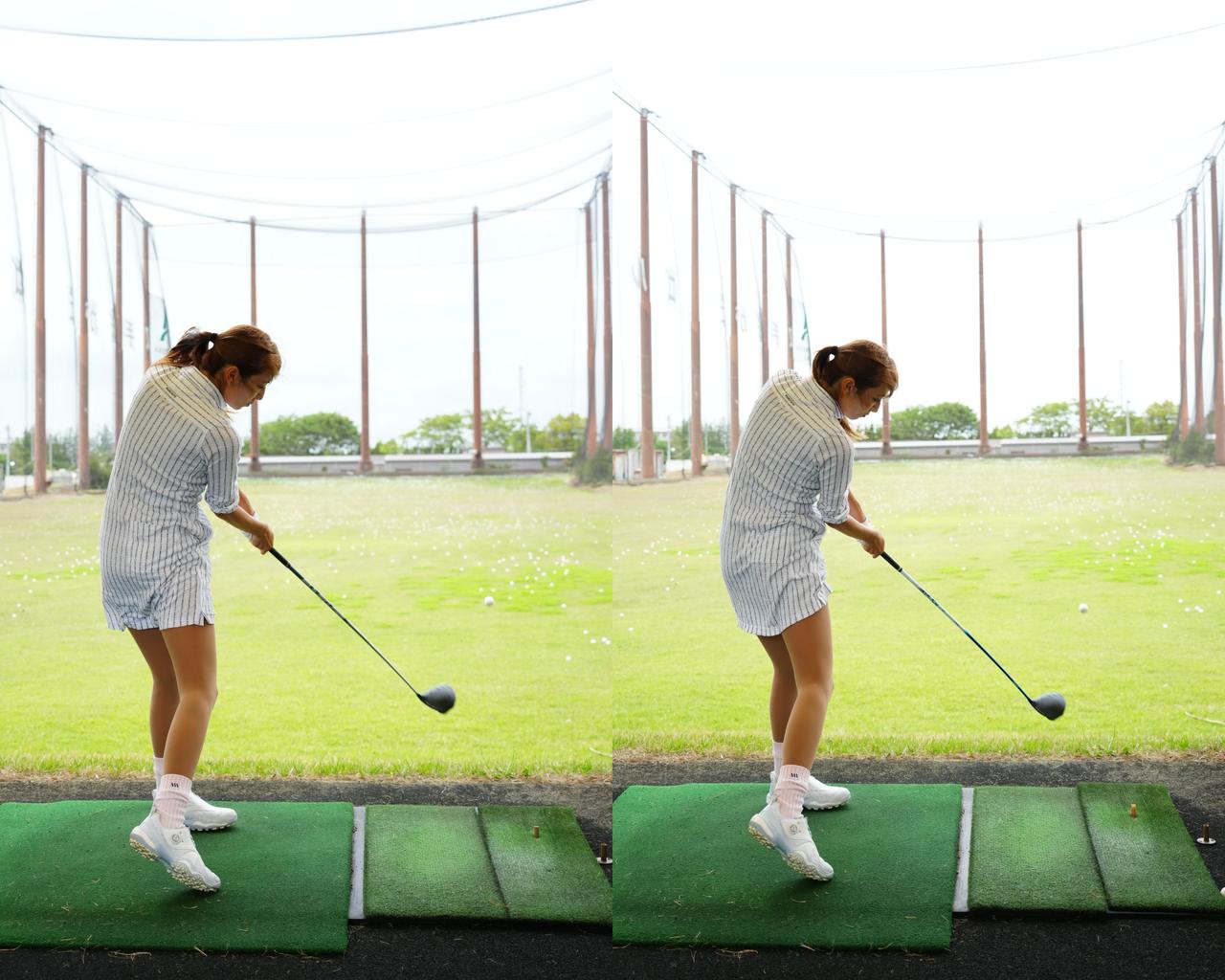 画像: 右のほうがヘッドが走り、出球の方向性がよくなっている