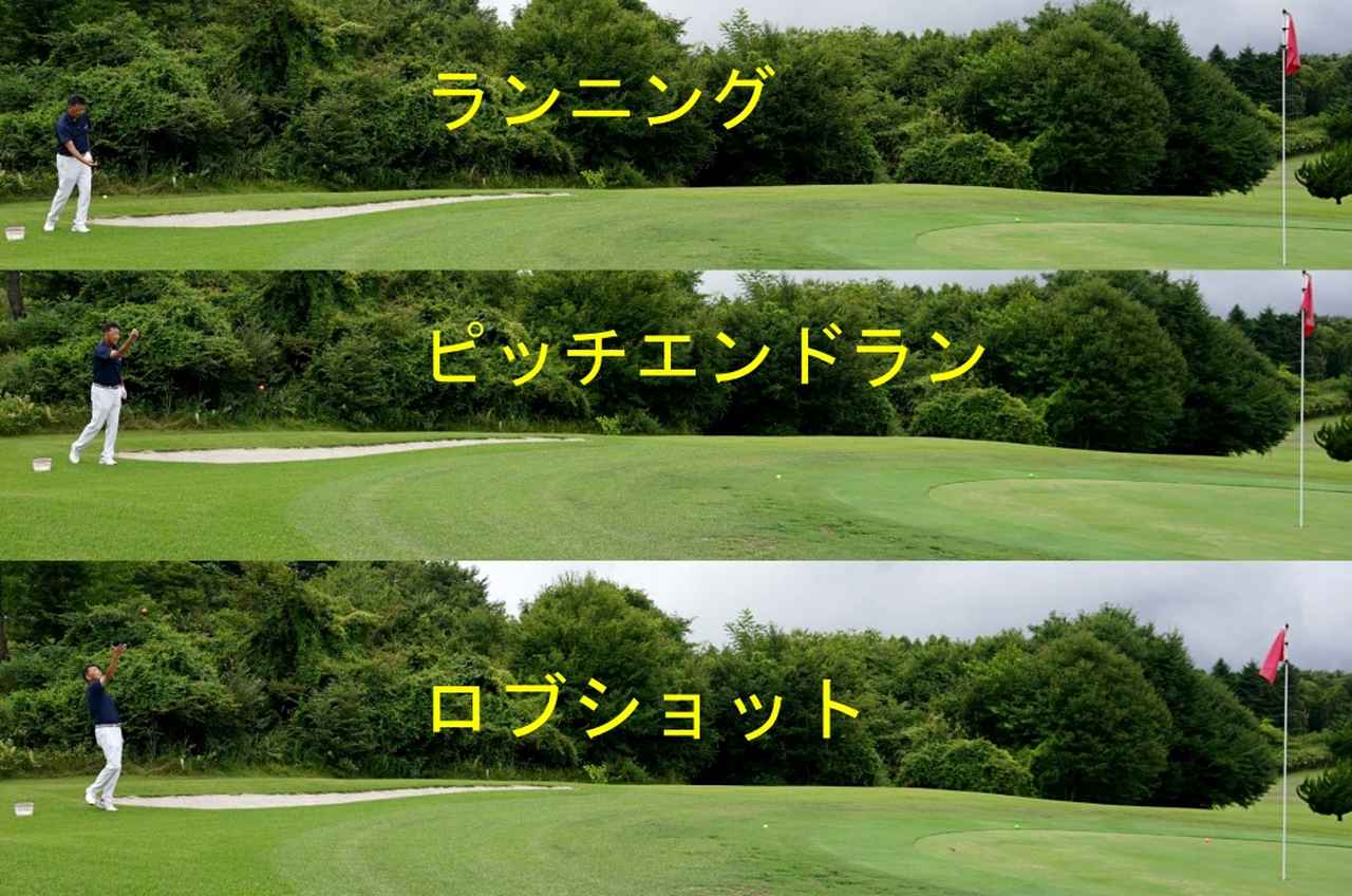 画像: 転がしは体の動きが小さい、ロブショットは体の動きが大きい。ボールを投げることでアプローチの体の動きの大きさがわかる。