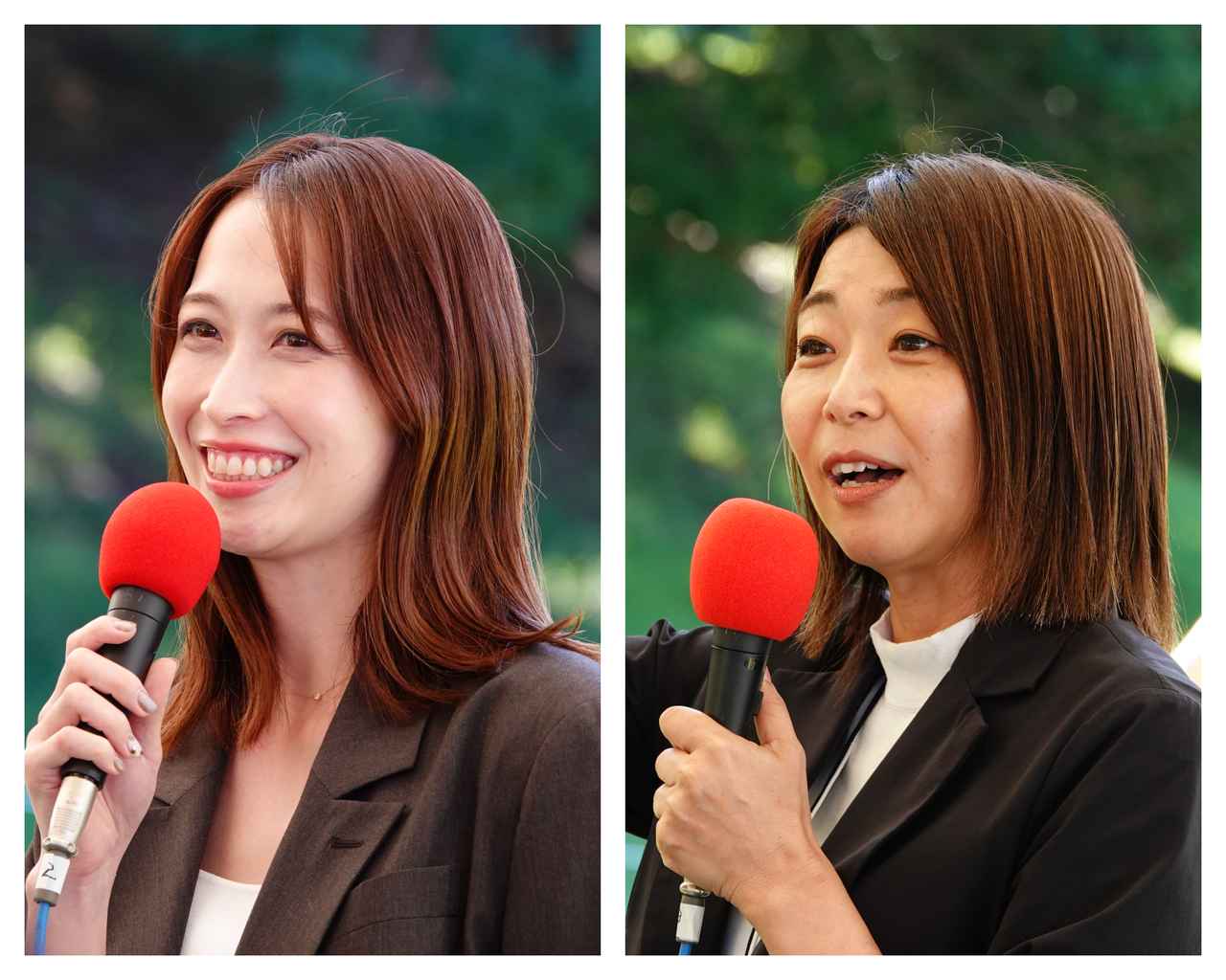 画像: 元宝塚歌劇団月組トップ娘役/宝塚市大使の海乃美月(左)と、司会進行を務めた小西綾子アナウンサー(右)