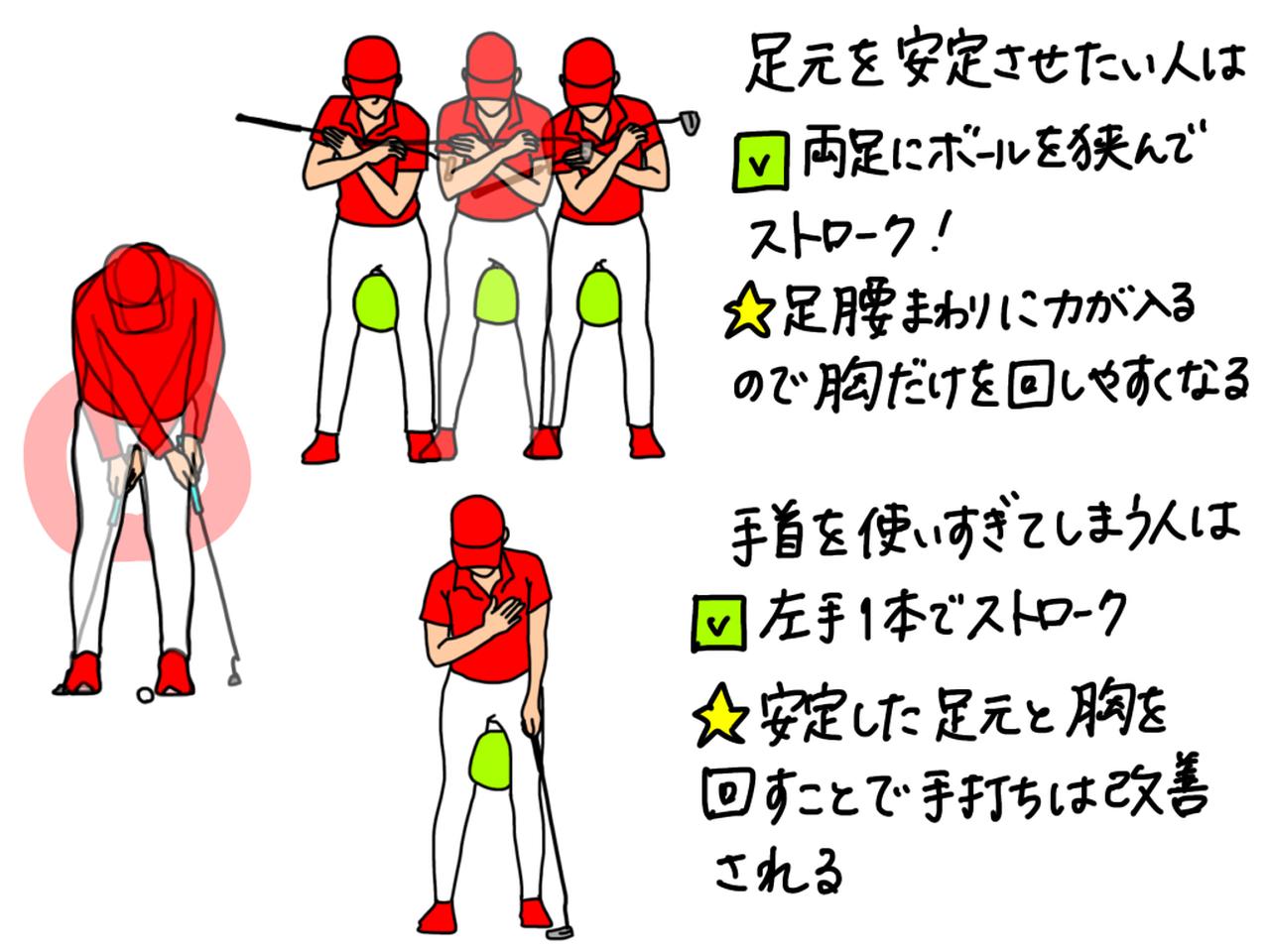 画像: 両足にボールを挟んでストロークする練習ドリルで、胸椎だけを回す感覚をつかもう。それでも手を使いすぎてしまう場合は、加えて左手1本でのストロークをしてみよう