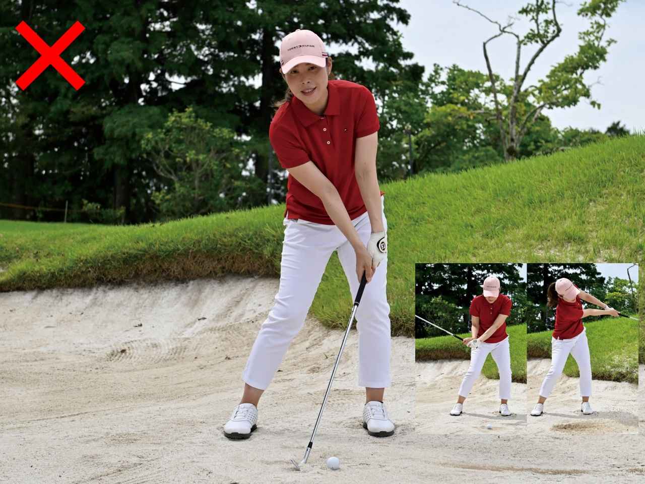画像: ヘッドの最下点が右にずれてダフる