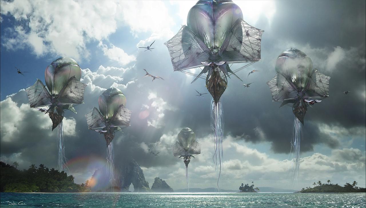 画像: トラリム族が操縦する飛行船(コンセプトアートより)