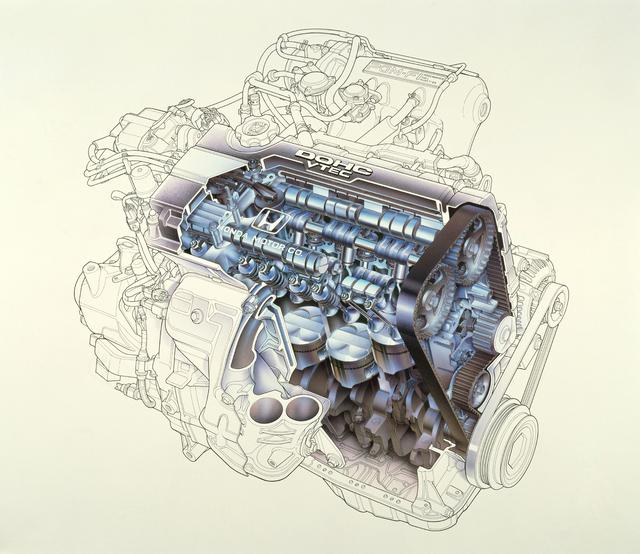 画像: 世界初の可変バルブタイミング・リフト機能を採用した新開発DOHC・VTECエンジン。