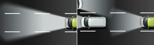 画像: デイズルークスのハイビームアシスト ハイ/ロー自動切り替えのヘッドランプは軽自動車にも採用されている。前方検知用のカメラで、先行車や対向車のライト、道路周辺の明るさを検知し、ハイビームとロービームを自動で切り替えている