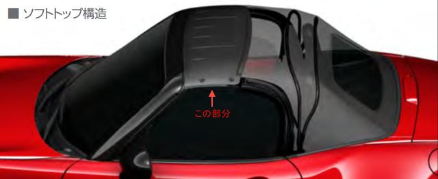 画像: ソフトトップの天井部分の前半分がアルミ製の板材で覆われている。