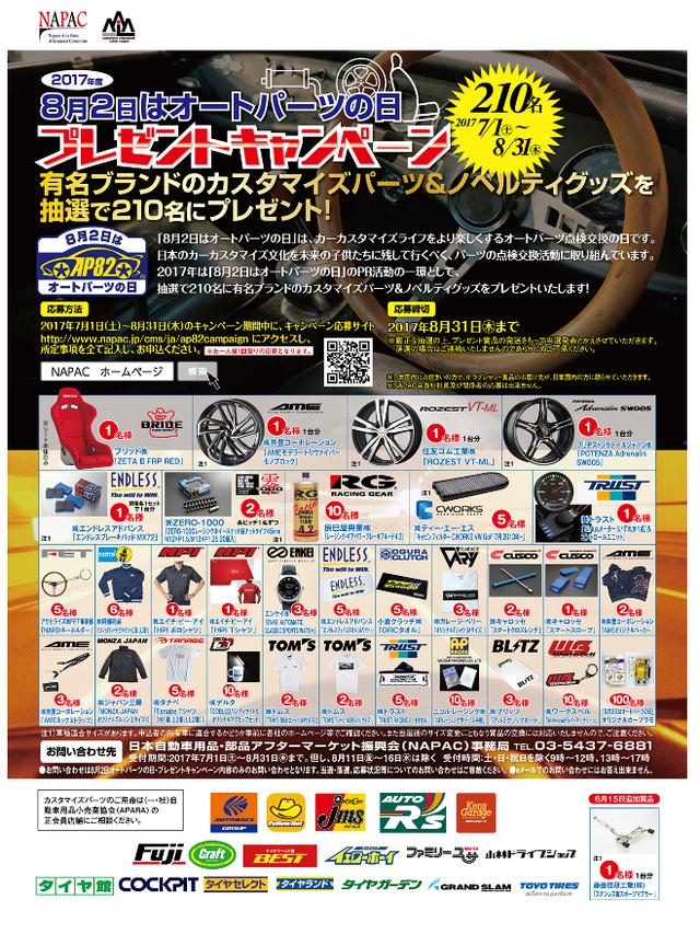 画像: 抽選で210名に有名ブランドのパーツをプレゼント