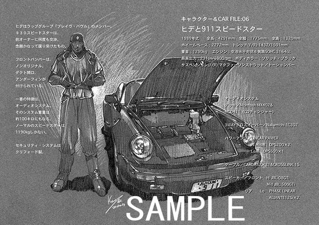 画像: ヒデの愛車は930スピードスター。これに総重量約100kgの本格カスタムオーディオを搭載しています(彼女のカレラFAN BOOK より。貴重なデッサンも多数掲載しています:ⓒSTUDIO TRON)