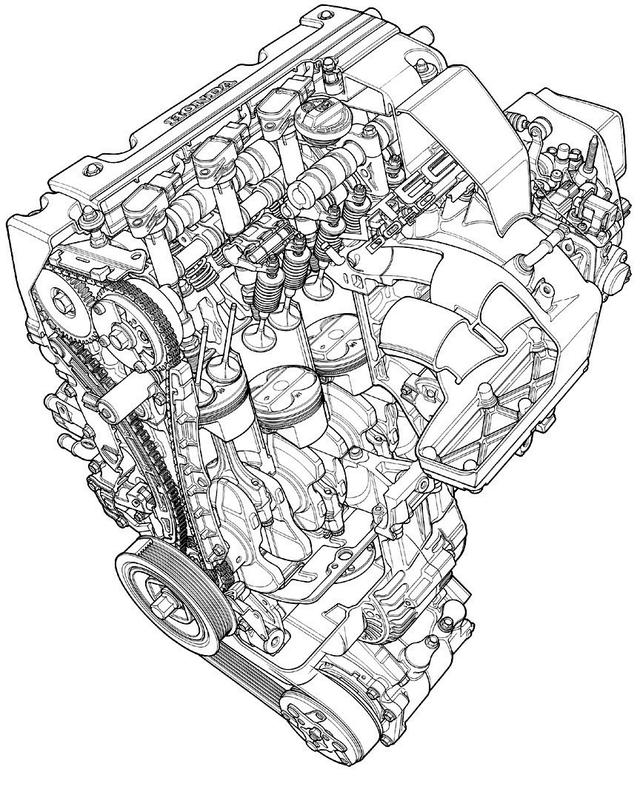 画像: K20A型エンジン 透視図