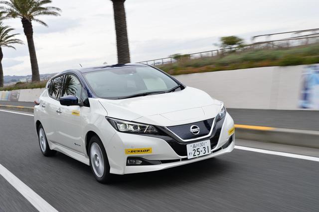 画像: 試走車の日産リーフ。タイヤサイズは205/55R16。