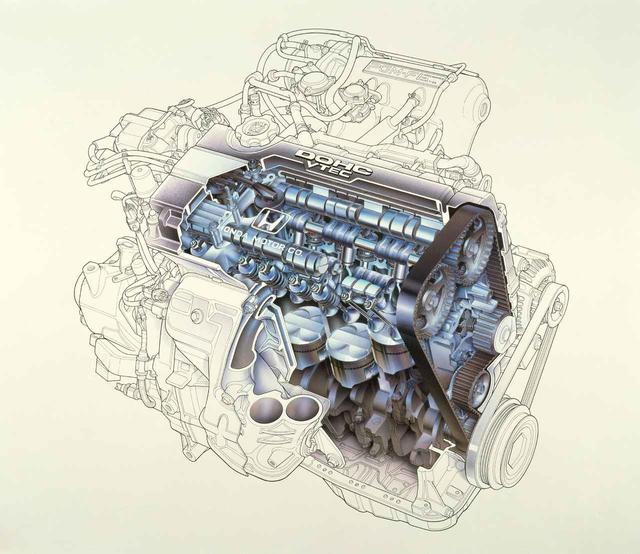 画像: 世界初の可変バルブタイミング・リフト機能を採用した新開発DOHC・VTECエンジン。