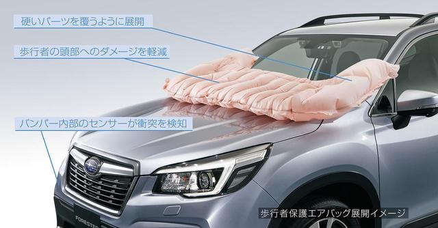 画像: インプレッサや XVに装備されている歩行者エアバッグも採用された。