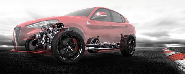画像: アルファ独自の4WDシステム「Alfa Romeo Q4」、左右独立でトルク配分を行うリアディファレンシャル「ALFAアクティブトルクベクタリング」、電子制御可変式ダンパーを備えたALFA アクティブサスペンションなどにより、パワーを効率よく路面に伝える。