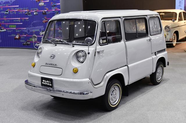 画像: サンバー ライトバン。RR方式のキャブオーバータイプの商用車。フォルクスワーゲンのタイプ2的な発想で誕生、355mmという低床構造とRRならではのトラクションの良さが売りだった。スバル360譲りの4輪独立サスペンションはソフトな乗り心地で“荷物に優しい”と評判になる。ライトバンはフロントドアがスバル360に準じた後ヒンジ、リアは前ヒンジを採用。当時はコマーシャルユースが中心だったが、乗用としても人気があった。