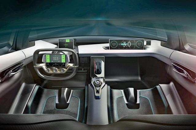 画像: モニターを多用した近未来的なインパネのイラスト。乗車定員は2名だ。