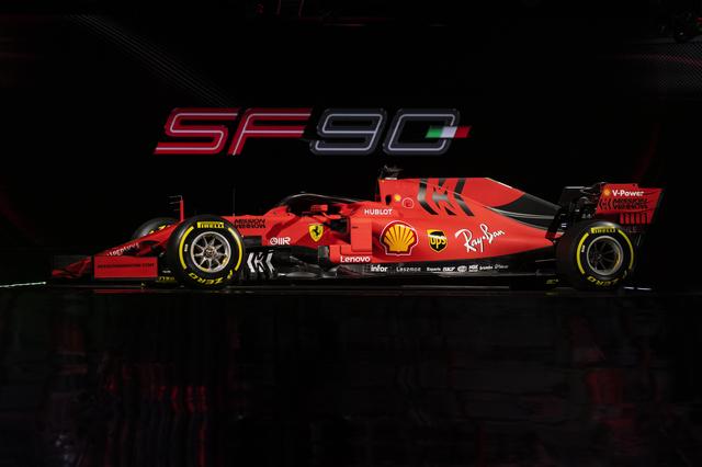 画像: 2019年用F1マシン「フェラーリSF90」。ボディカラーは伝統的なイタリアンレッドだが、新鮮なカラーリングとなった。