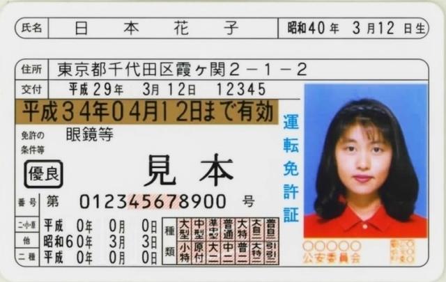 画像: 運転免許証の見本。「種類」がすべて埋まった、いわゆるフルビット免許である。出典:警察庁 www.npa.go.jp
