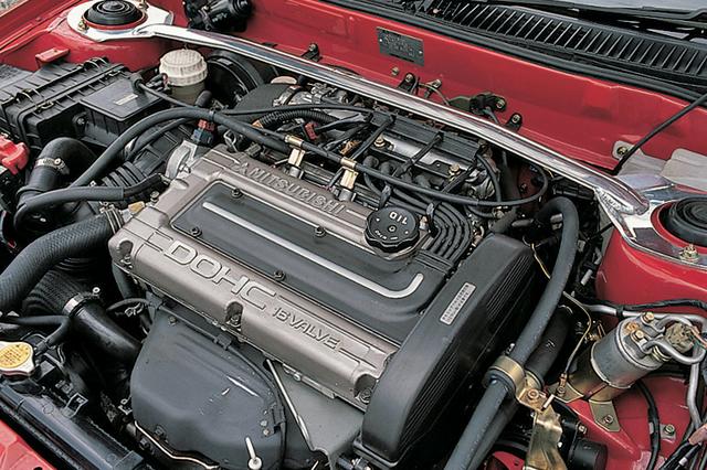 画像: ベース車のランサーGSRよりも45psと3.5kgmも強力だった4G63型の2Lターボエンジン。