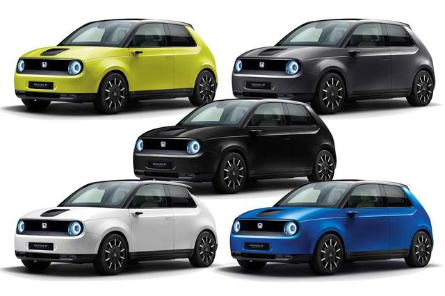 画像: ホンダeのボディカラーはこの5色。N-ONEで人気の赤/黒がラインアップしていないのは意外だ。