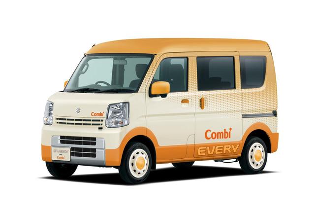 画像: プライバシー空間を確保した子育て支援車両「エブリイどこでもベビールーム with コンビ」。