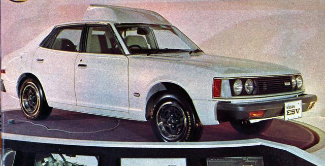 画像: 1972年の19回ショーに出展された日産のESV(Experimental Safety Vehicle:実験安全車)。ベース車はブルーバードU。
